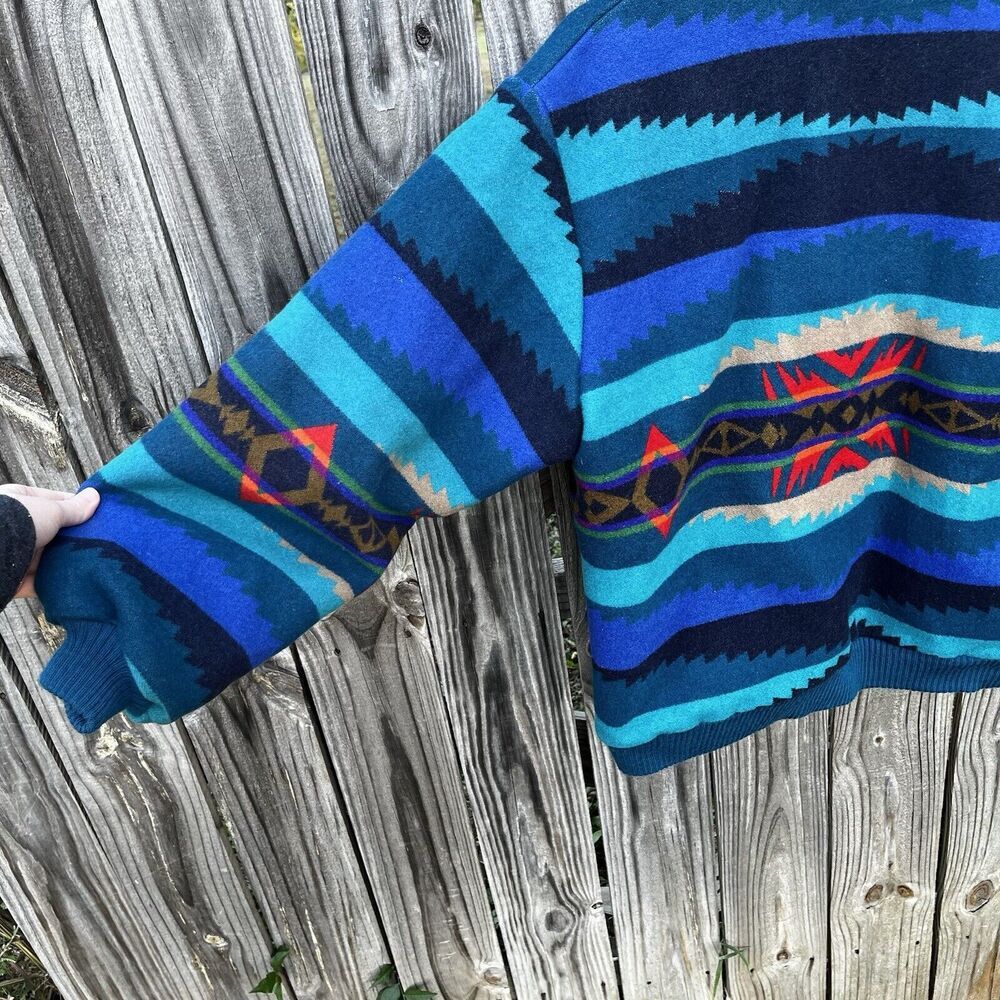 Pendleton Blue and Red Patterned Bomber Jacket - Picture 11 of 16